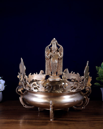 Dashavatar Pure Brass Urli large With Tirupati Balaji 17 inch - Budhshiv.com