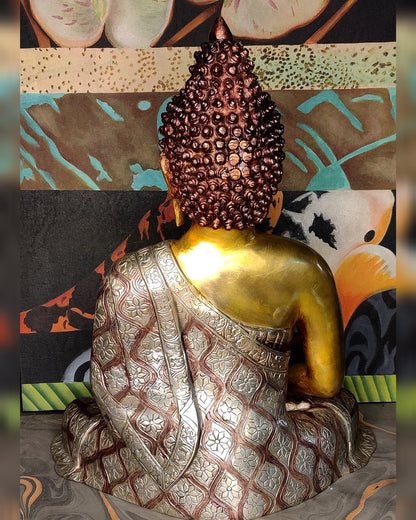 Deep Meditation: Buddha Brass Idol with Medicine Bowl 17 inch - Budhshiv.com