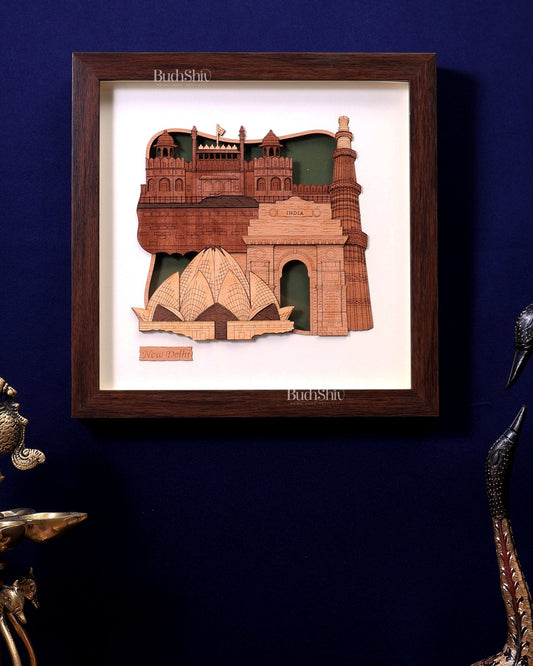 Delhi Monuments – Handcrafted Wooden Wall Hanging Frame - Budhshiv.com