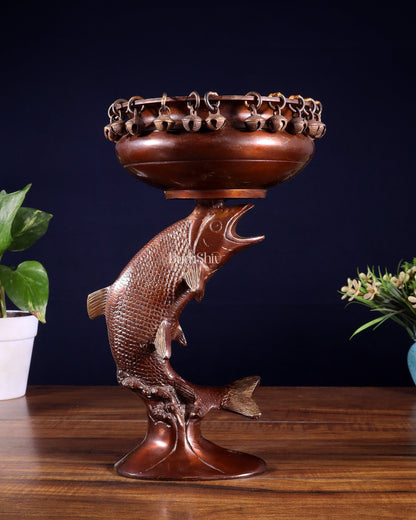 Designer Brass Jumping Dolphin Urli Bowl with Ghungroos | Unique Festive Decor & Gift - Budhshiv.com