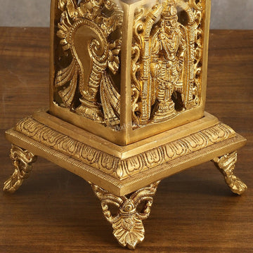 Dhoop Dhani with Shankh chakra namah design| T - Light Holder | 6.5x5x5 inch - Budhshiv.com