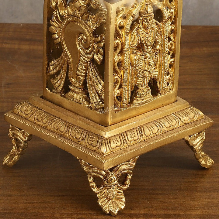 Dhoop Dhani with Shankh chakra namah design| T - Light Holder | 6.5x5x5 inch - Budhshiv.com
