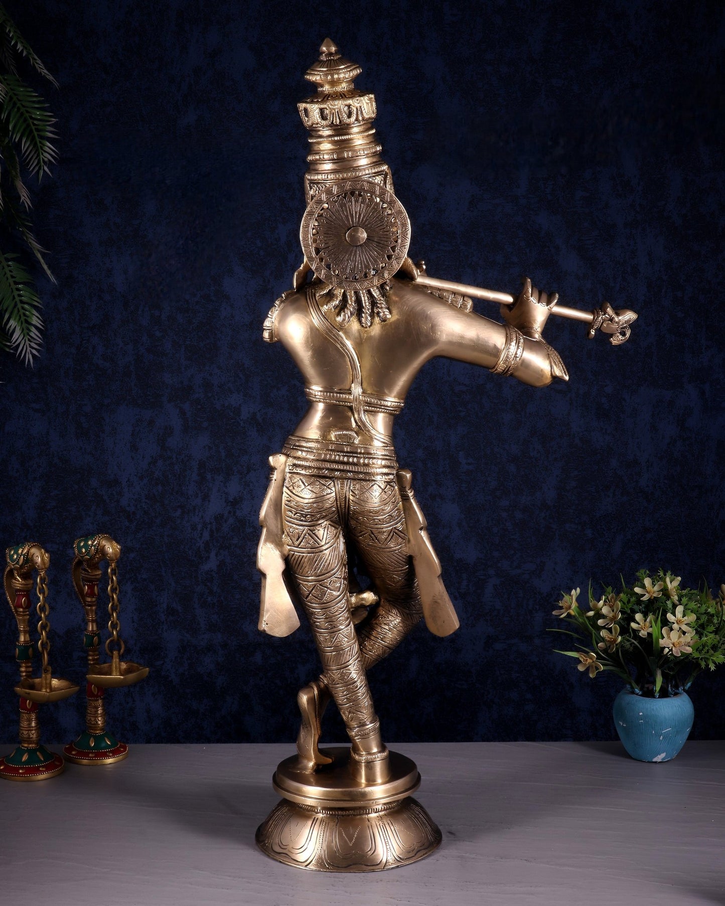 Divine Brass Krishna Idol | 23 inch - Budhshiv.com