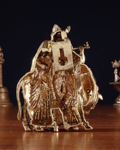 Divine brass Radha Krishna with Cow Wall Hanging – Small & Lightweight, 4 Inch - Budhshiv.com