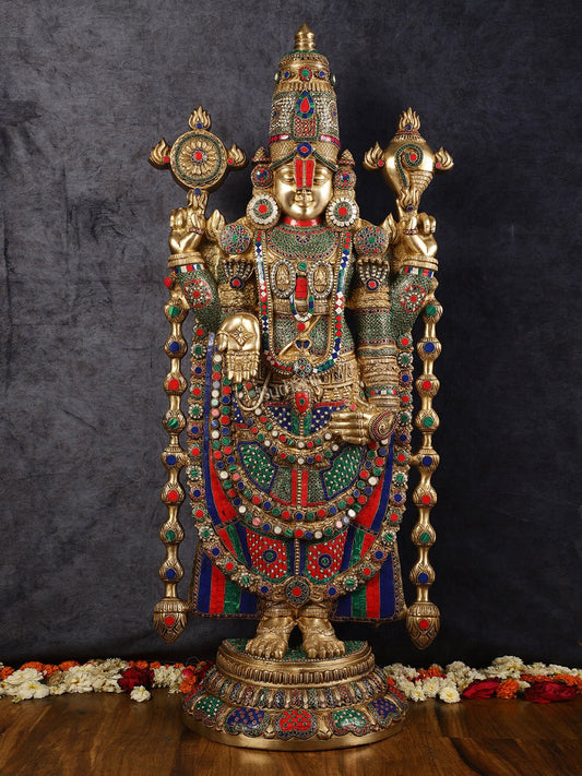 Divine Brass Tirupati Balaji Idol 48 inch - Budhshiv.com