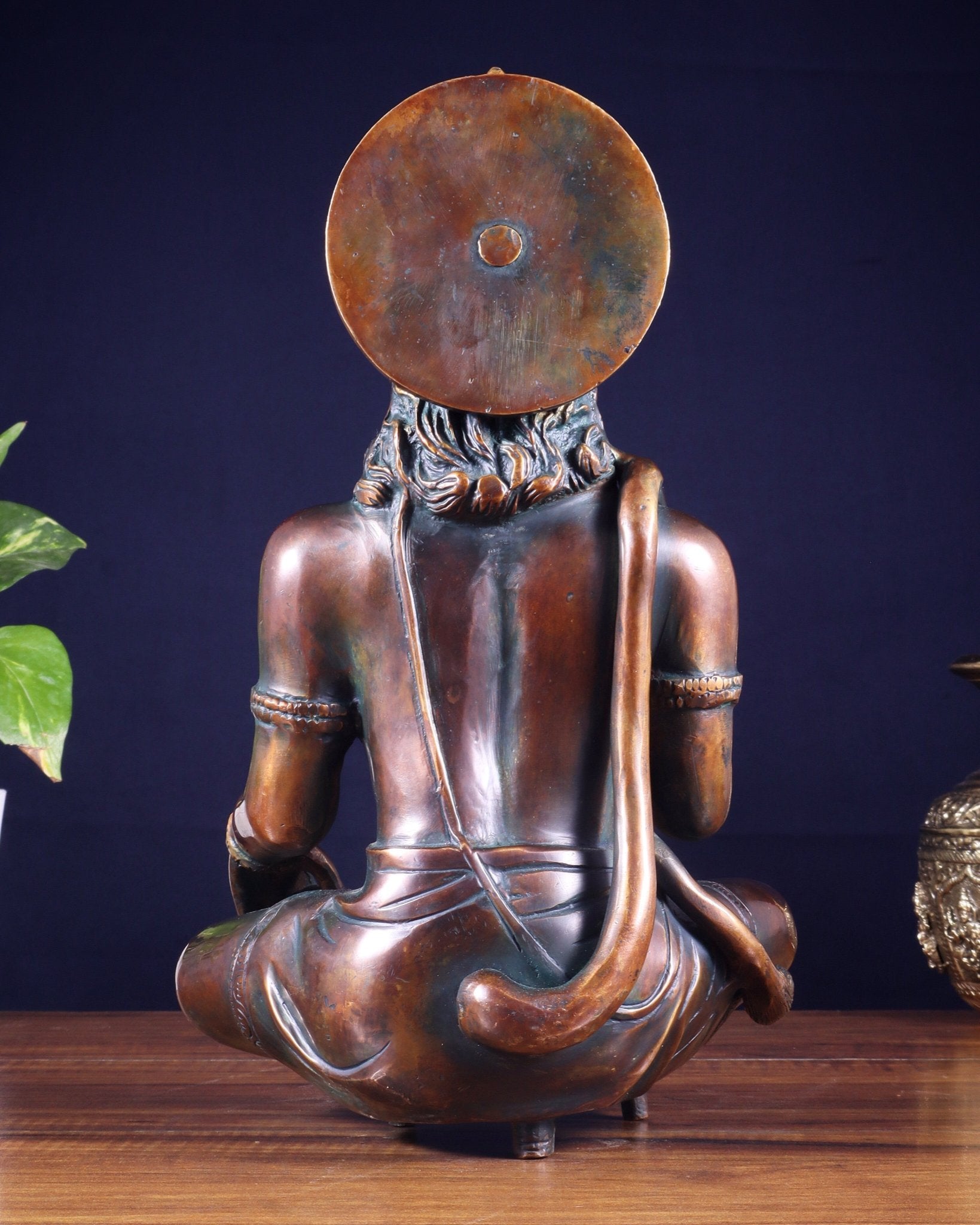 Divine Hanuman Brass blessing statue | 11" bronze tone - Budhshiv.com