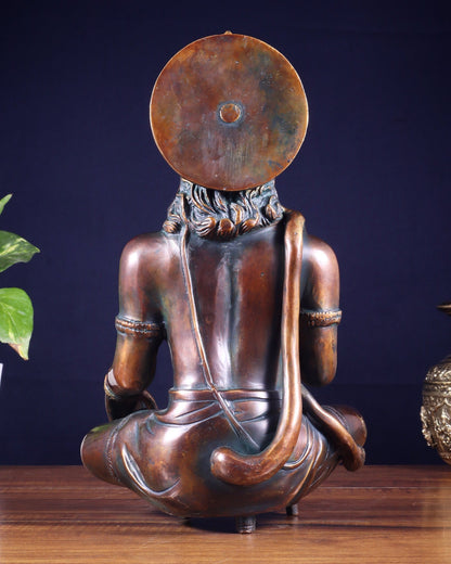 Divine Hanuman Brass blessing statue | 11" bronze tone - Budhshiv.com