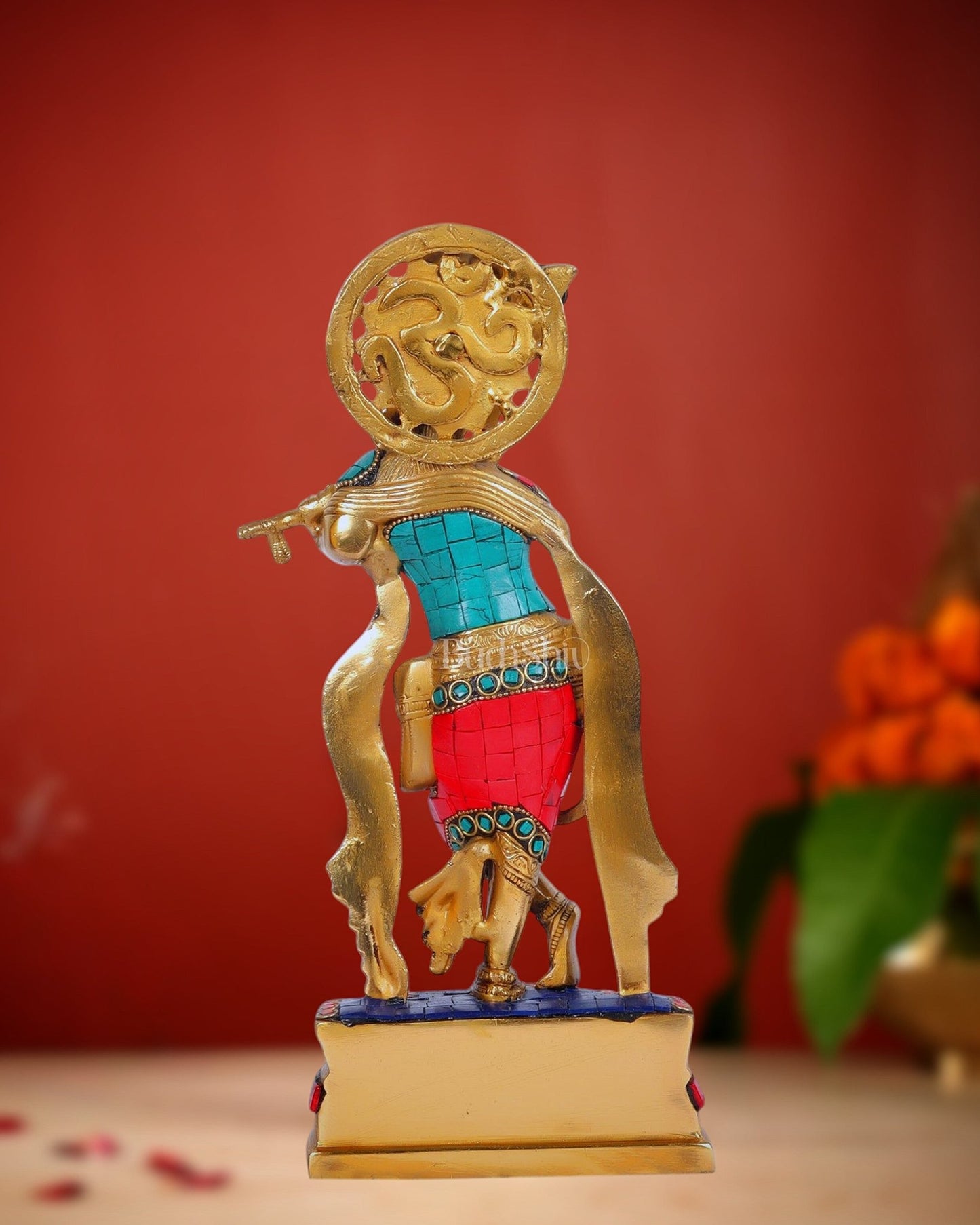 Divine Krishna Brass Idol - Handcrafted - 12 inch - Budhshiv.com
