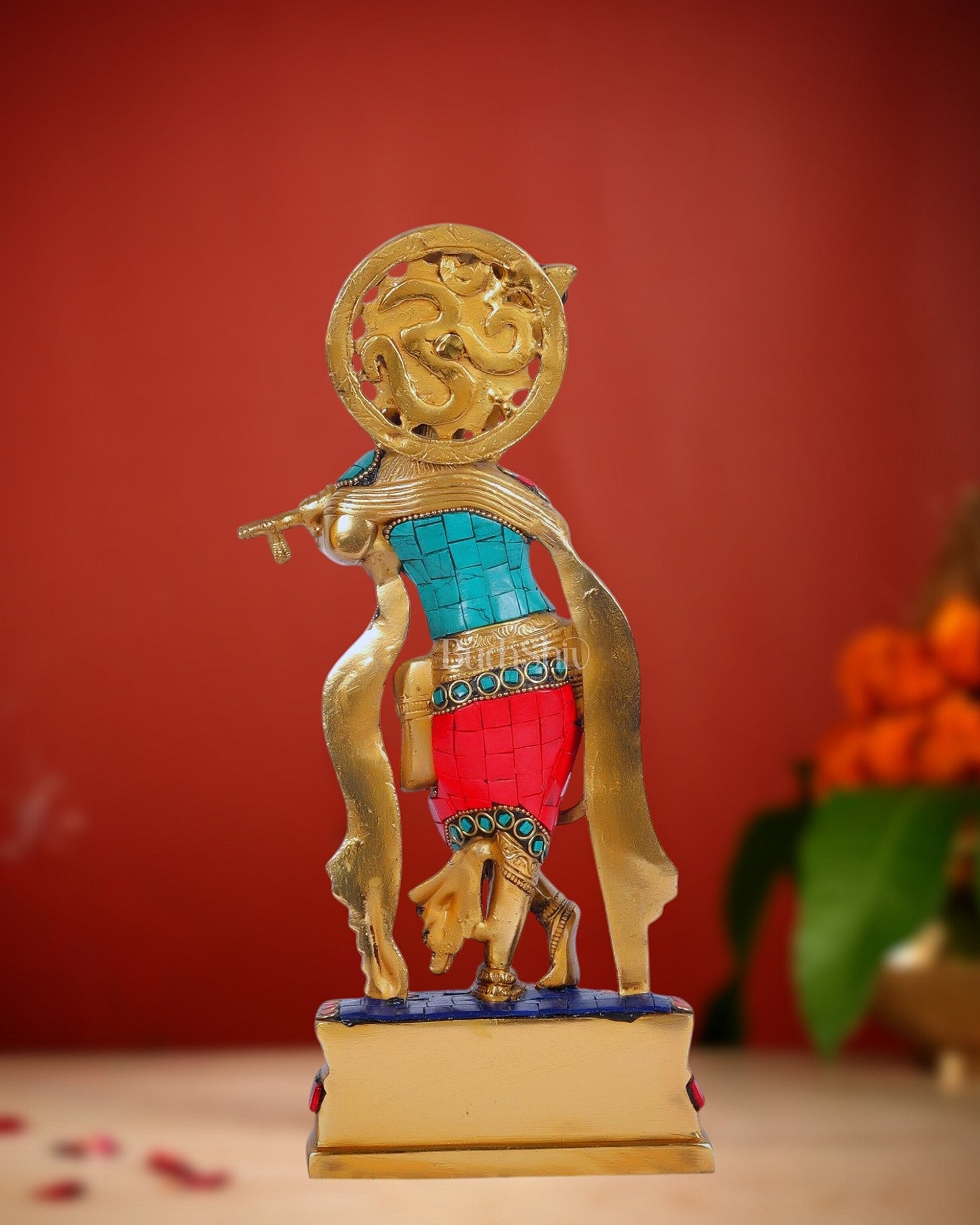 Divine Krishna Brass Idol - Handcrafted - 12 inch - Budhshiv.com