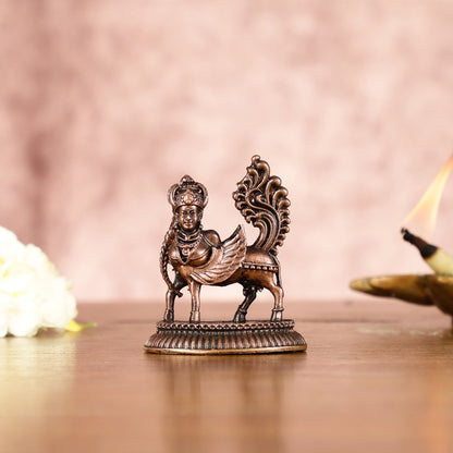 Divine Pure Copper Kamdhenu Cow Idol - Symbol of Abundance 2.5" - Budhshiv.com