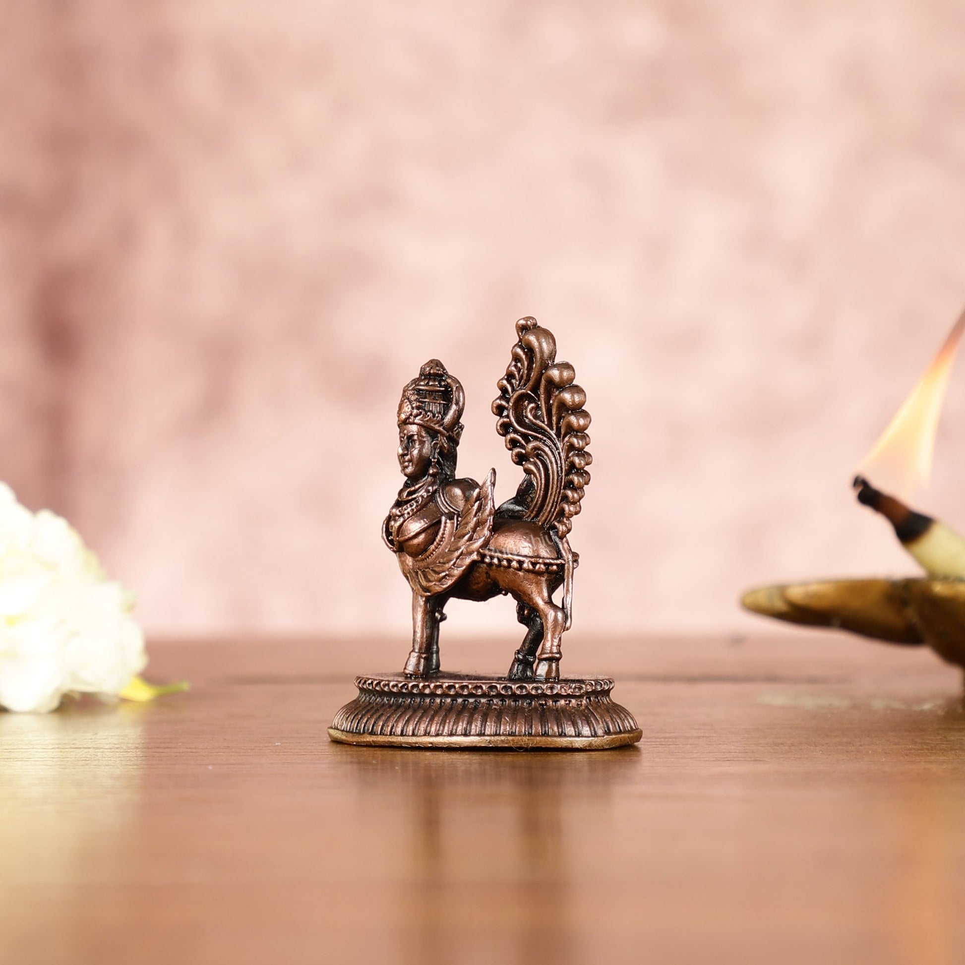 Divine Pure Copper Kamdhenu Cow Idol - Symbol of Abundance 2.5" - Budhshiv.com