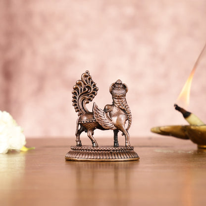 Divine Pure Copper Kamdhenu Cow Idol - Symbol of Abundance 2.5" - Budhshiv.com