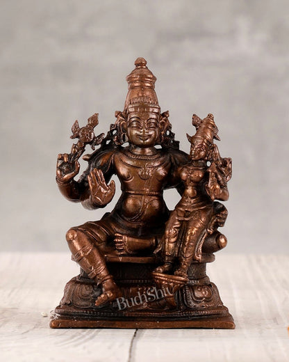 Divine Pure Copper Vishnu Lakshmi Idol - 4 inch - Budhshiv.com