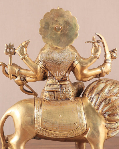 Elegant Brass Durga Mata sherawali ma Statue 12 Inch | Devi Durga Sculpture | Budhshiv - Budhshiv.com