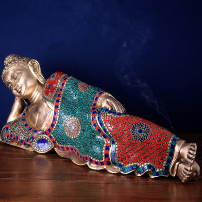 Elegant Brass Resting Buddha Statue 29" - Budhshiv.com
