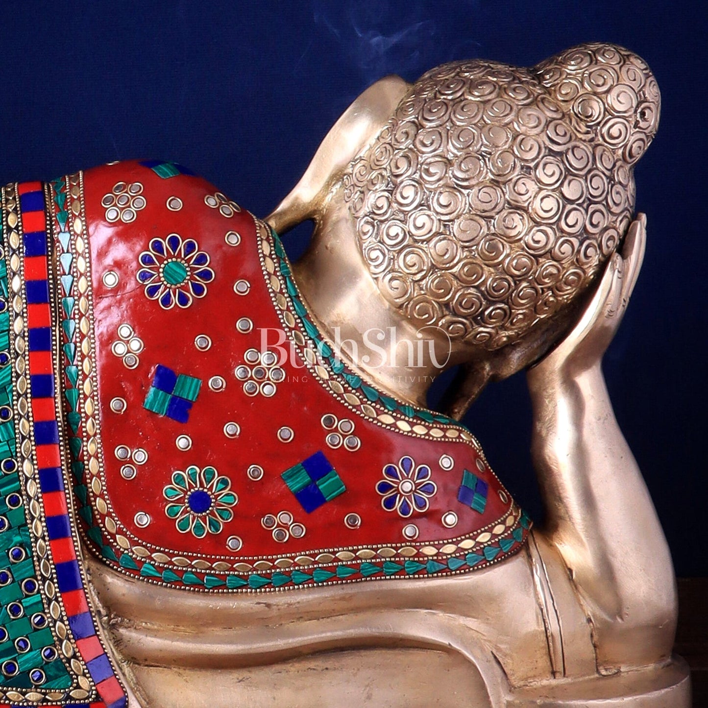 Elegant Brass Resting Buddha Statue 29" - Budhshiv.com