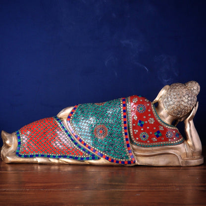 Elegant Brass Resting Buddha Statue 29" - Budhshiv.com