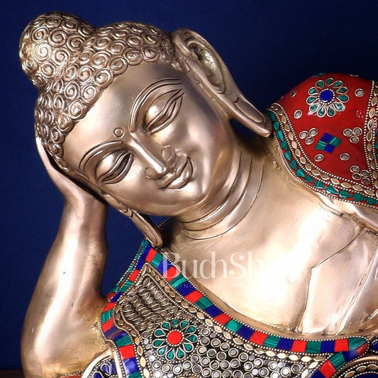 Elegant Brass Resting Buddha Statue 29" - Budhshiv.com