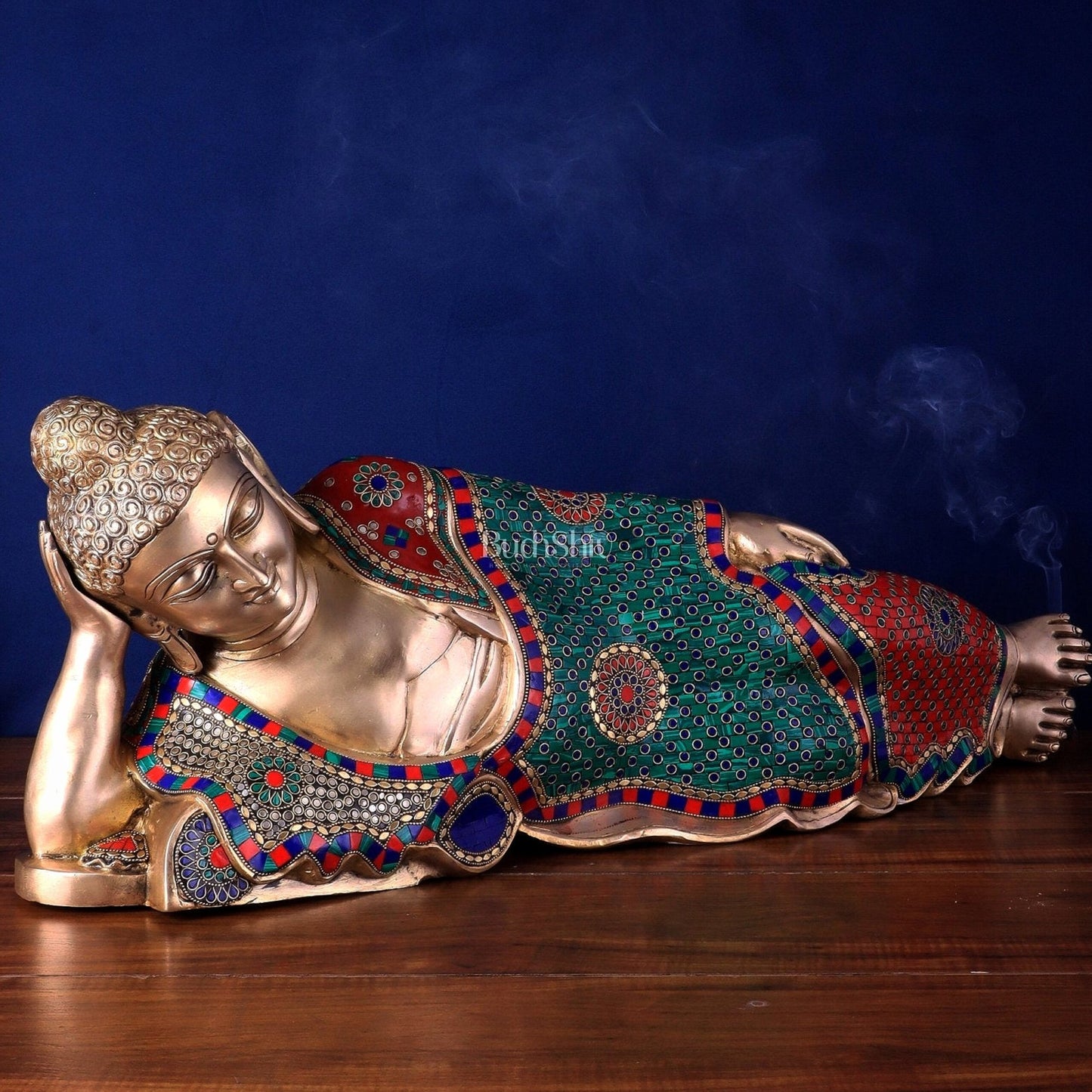 Elegant Brass Resting Buddha Statue 29" - Budhshiv.com