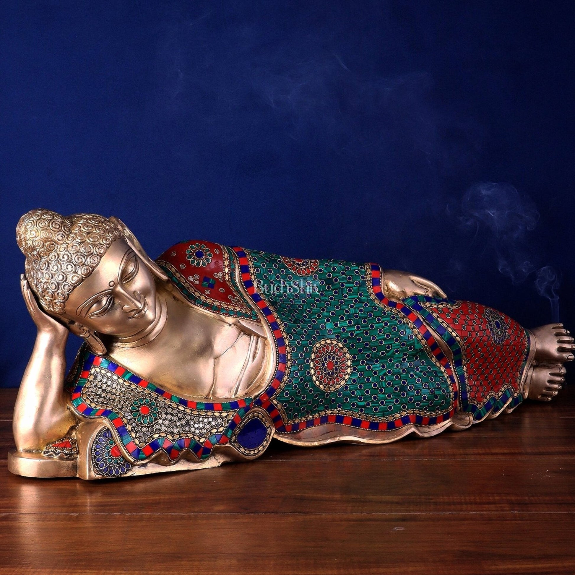 Elegant Brass Resting Buddha Statue 29" - Budhshiv.com
