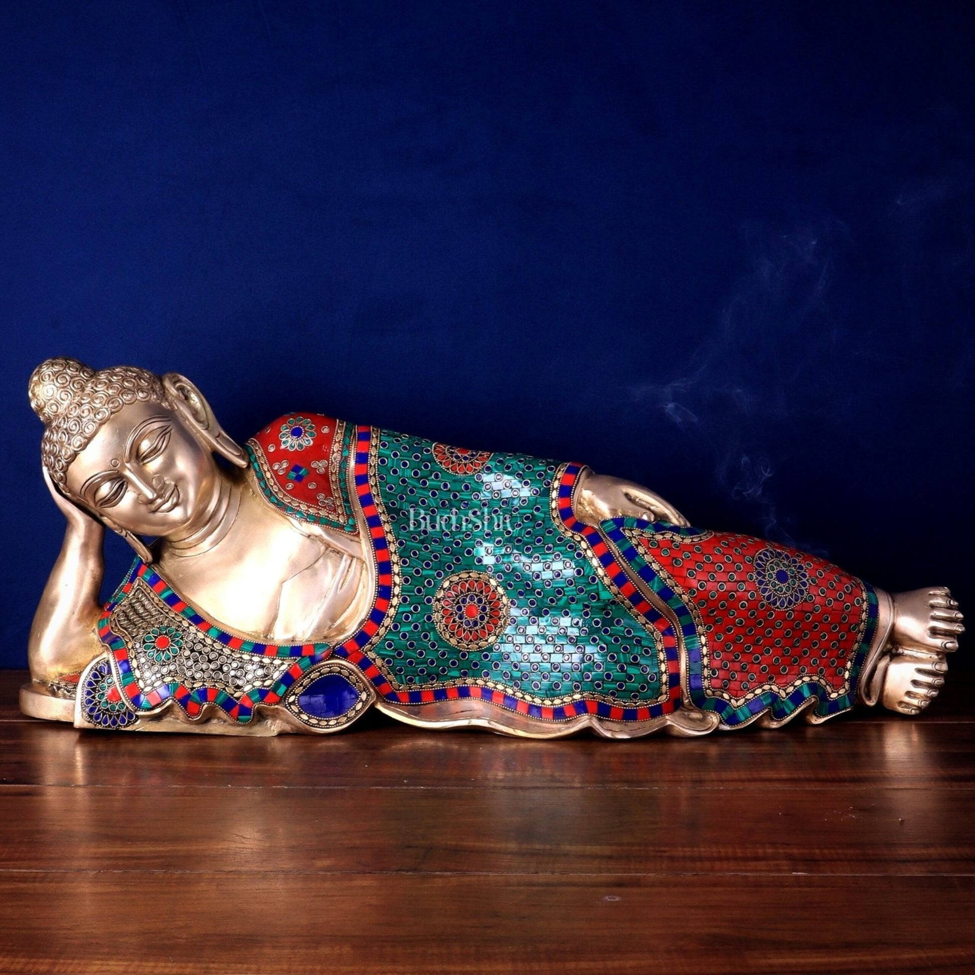 Elegant Brass Resting Buddha Statue 29" - Budhshiv.com