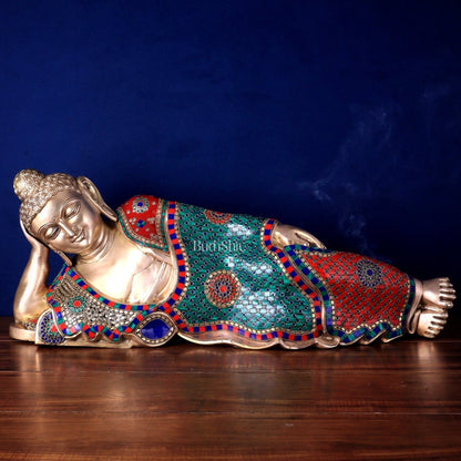 Elegant Brass Resting Buddha Statue 29" - Budhshiv.com