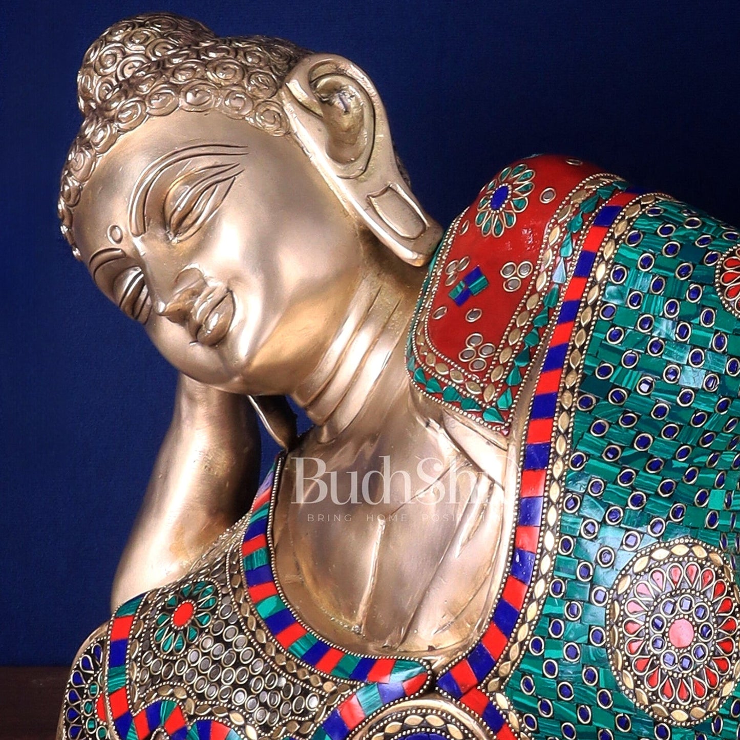 Elegant Brass Resting Buddha Statue 29" - Budhshiv.com