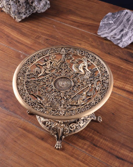 Elegant Pure Brass Fruit Tray with Stand for Table Tops - Budhshiv.com