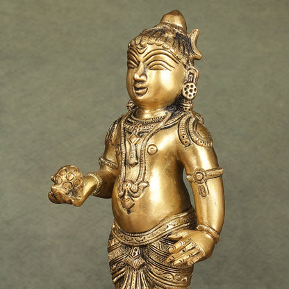 Enchanting Brass Superfine Standing Laddu Gopala Statue - 12 inch - Budhshiv.com