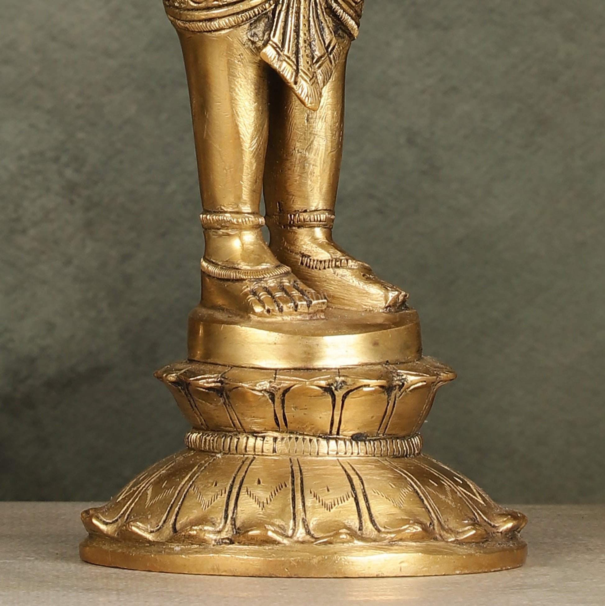 Enchanting Brass Superfine Standing Laddu Gopala Statue - 12 inch - Budhshiv.com