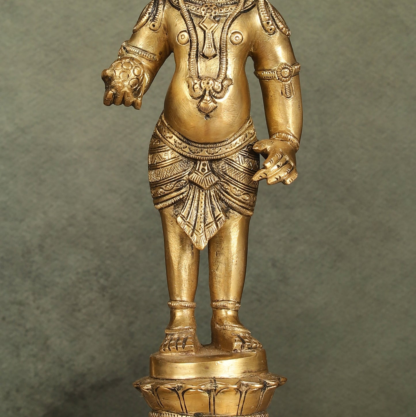 Enchanting Brass Superfine Standing Laddu Gopala Statue - 12 inch - Budhshiv.com