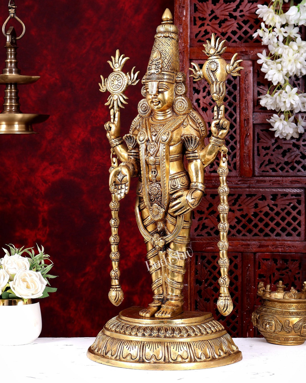 Exclusive Brass Lord Tirupati Balaji Statue – 24 Inch enhanced carvings - Budhshiv.com