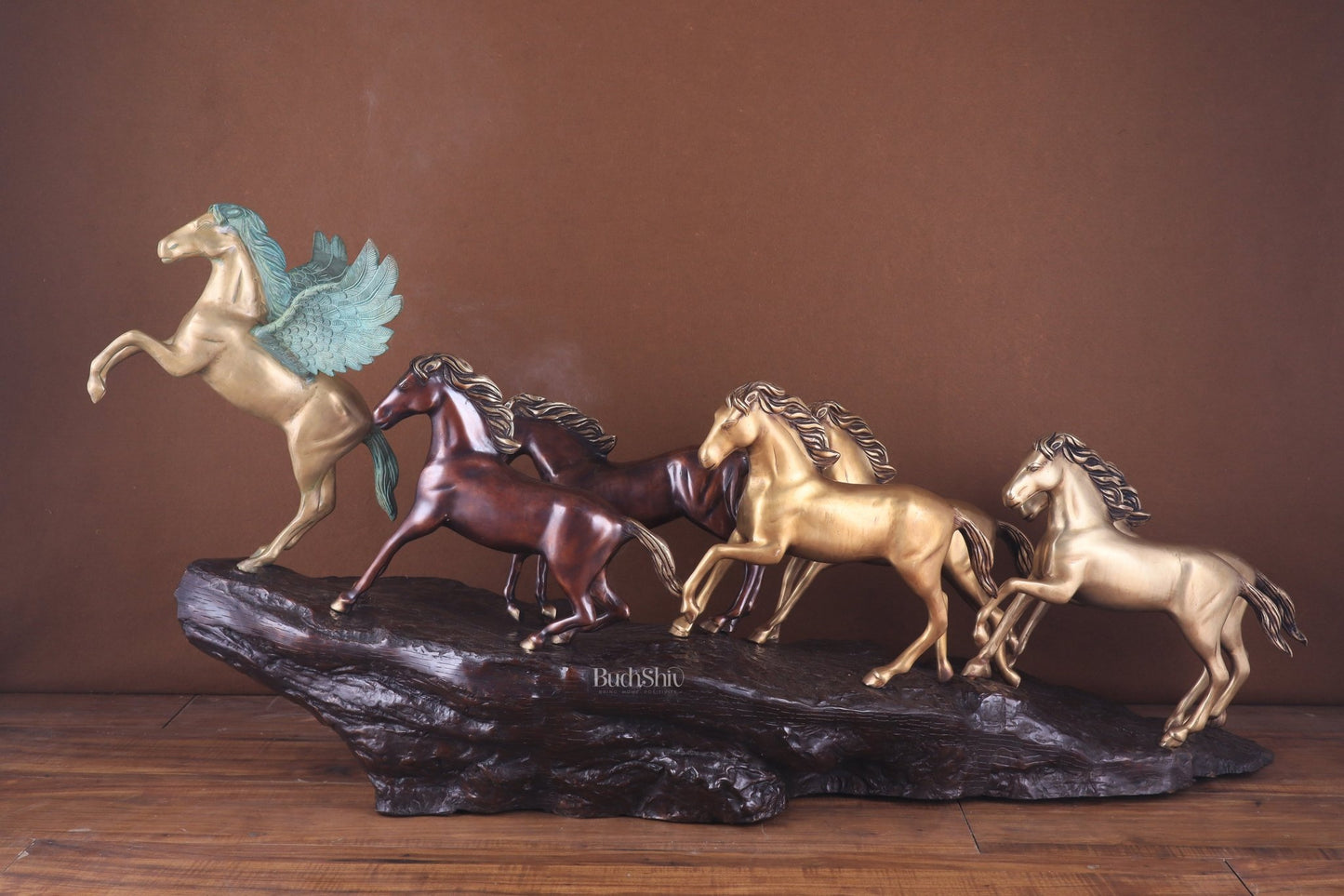 Exotic Brass Set of 7 Lucky Horses - Feng Shui and Vastu Compliant Showpiece - Budhshiv.com