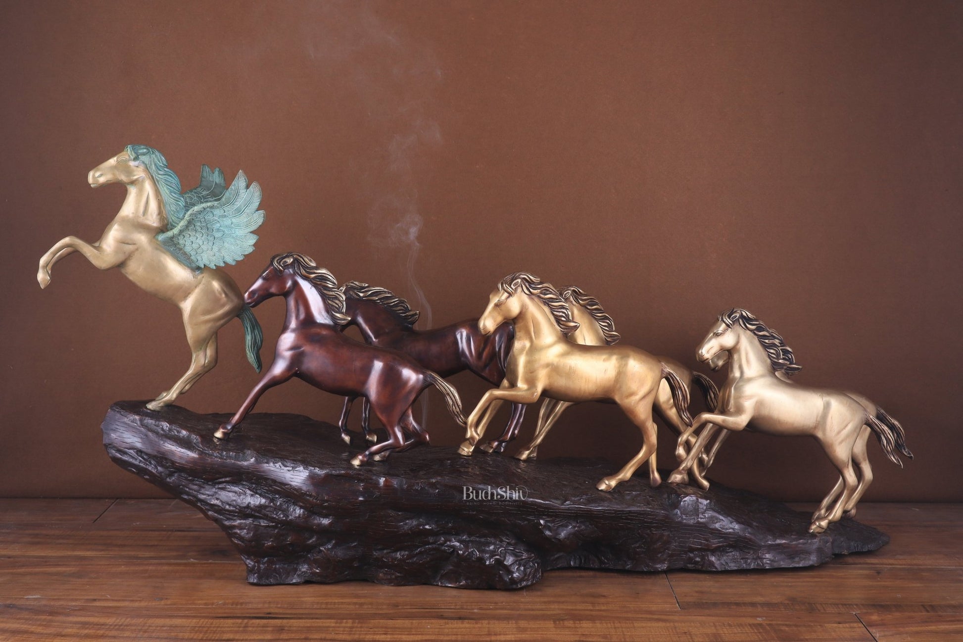 Exotic Brass Set of 7 Lucky Horses - Feng Shui and Vastu Compliant Showpiece - Budhshiv.com