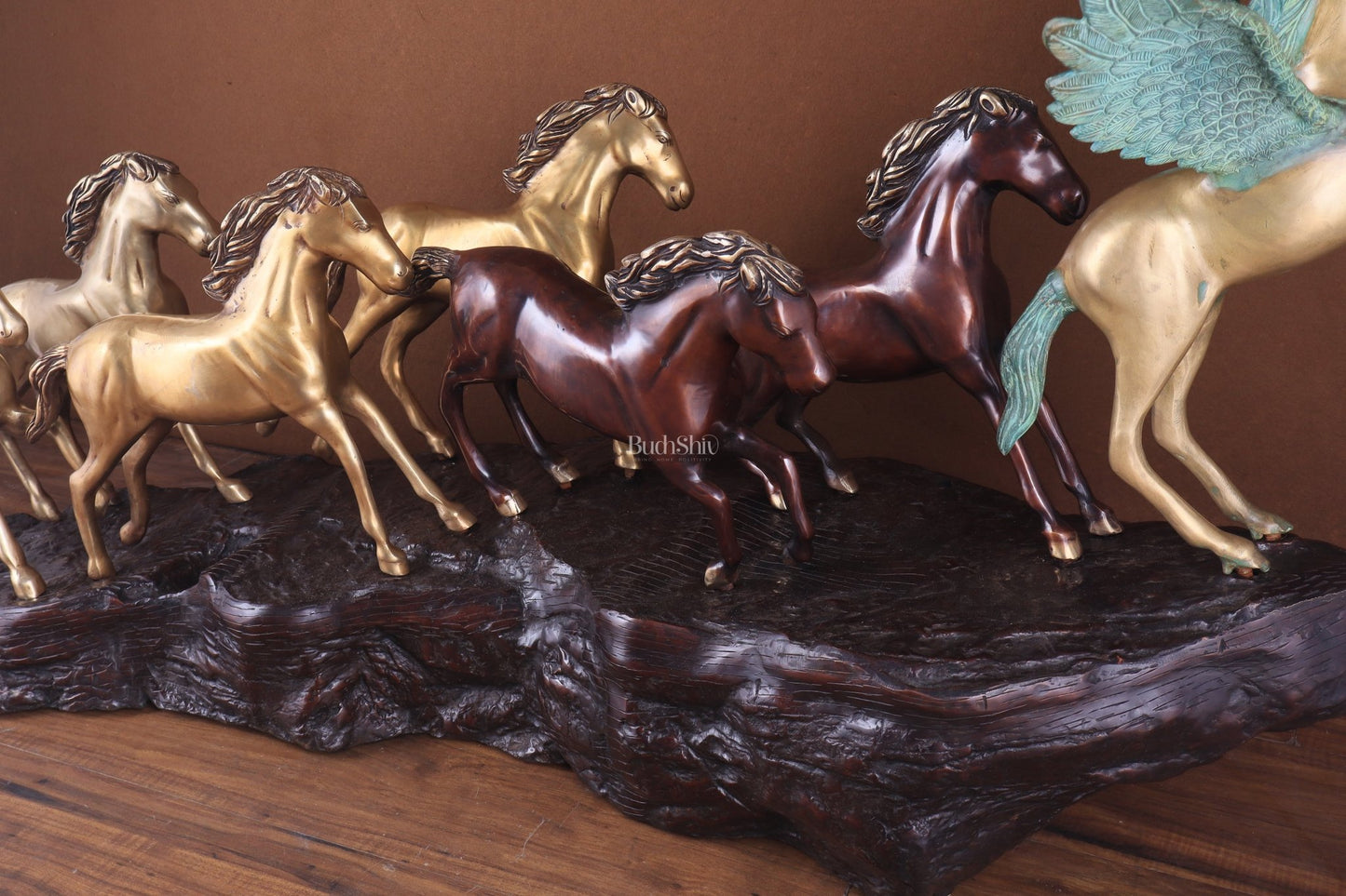 Exotic Brass Set of 7 Lucky Horses - Feng Shui and Vastu Compliant Showpiece - Budhshiv.com