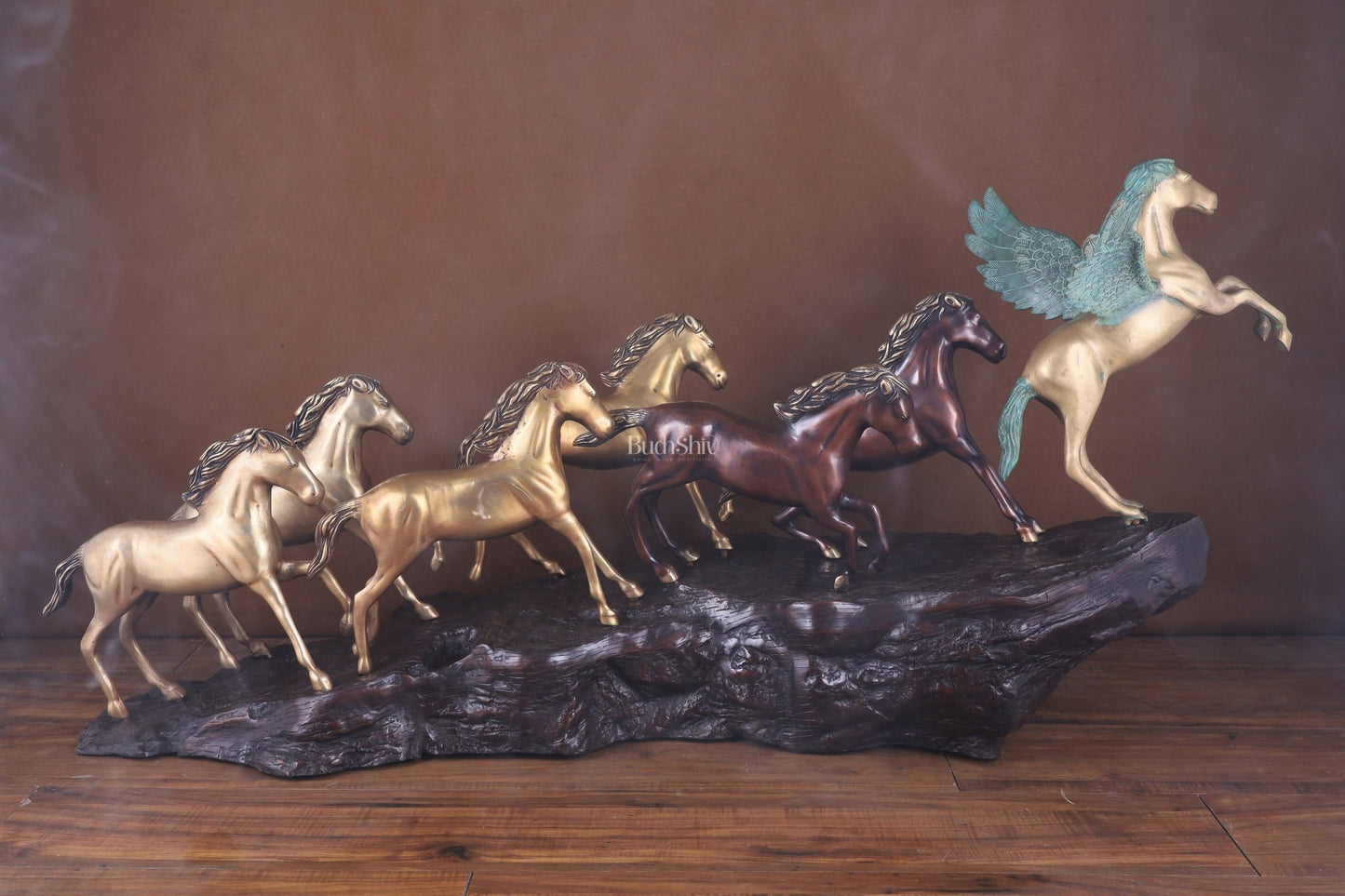 Exotic Brass Set of 7 Lucky Horses - Feng Shui and Vastu Compliant Showpiece - Budhshiv.com