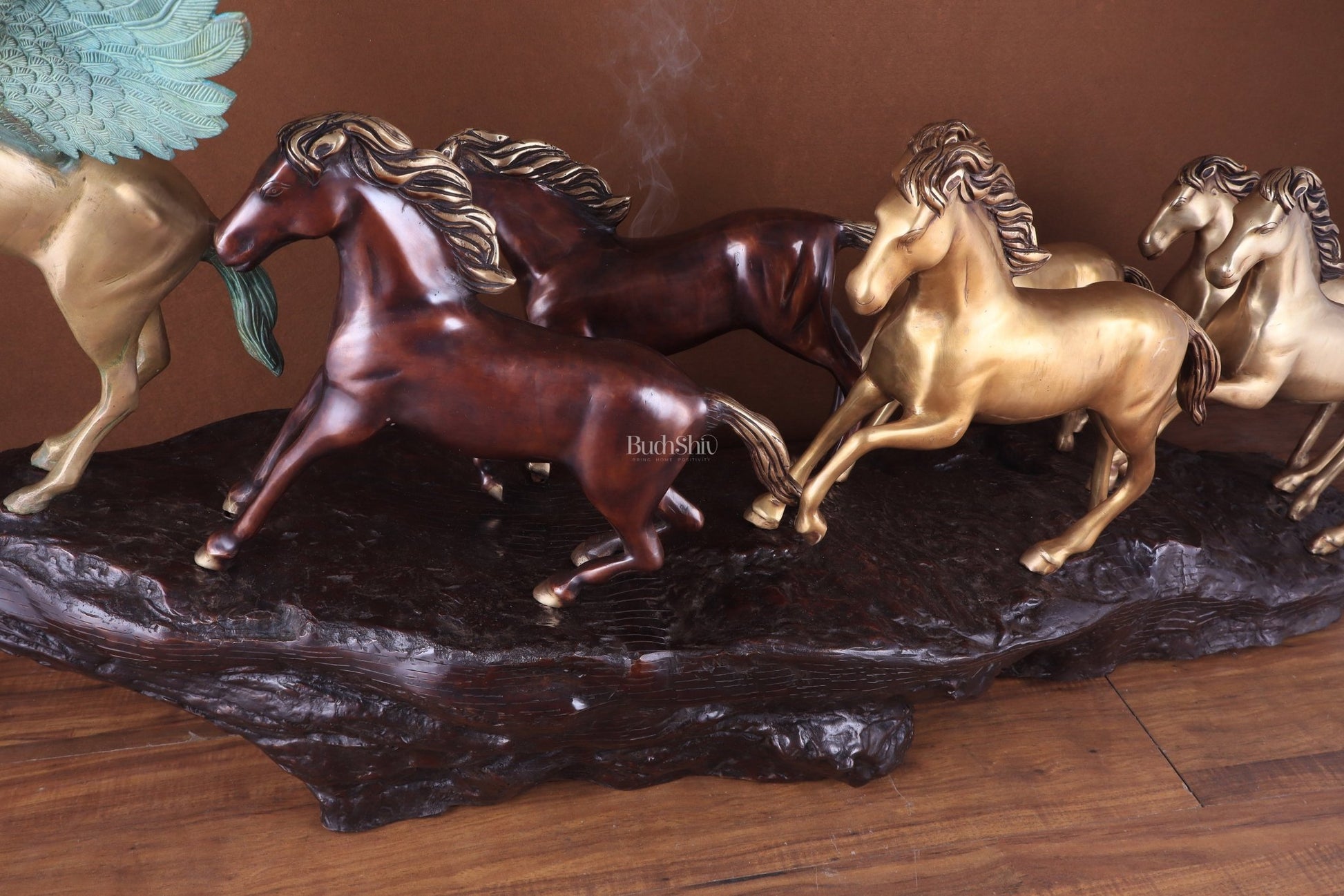 Exotic Brass Set of 7 Lucky Horses - Feng Shui and Vastu Compliant Showpiece - Budhshiv.com