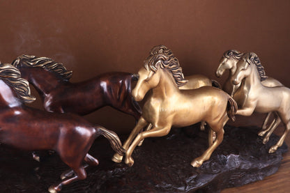 Exotic Brass Set of 7 Lucky Horses - Feng Shui and Vastu Compliant Showpiece - Budhshiv.com