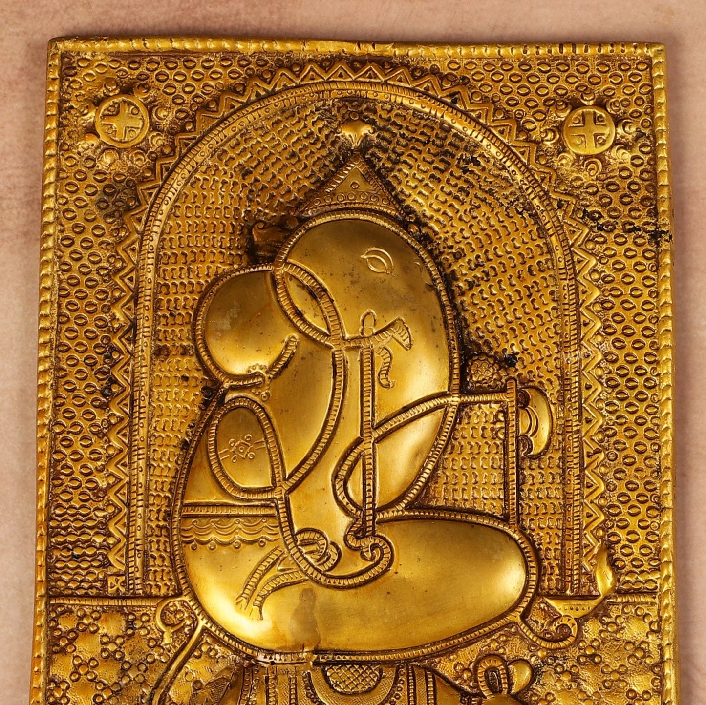 Exquisite 11.5 - Inch Pure Brass Ganapati with Mooshak Wall Hanging - Budhshiv.com