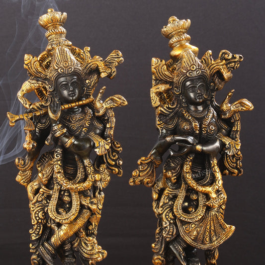 Exquisite 15 - Inch Brass Radha Krishna black Idols - Budhshiv.com