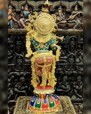 Exquisite 36" Brass Superfine Krishna Statue - Budhshiv.com