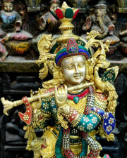 Exquisite 36" Brass Superfine Krishna Statue - Budhshiv.com