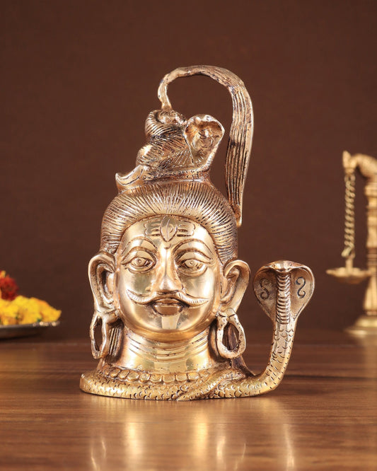 Exquisite 7 - Inch Brass Lord Shiva mahakaal mukhalingam Face idol - Budhshiv.com