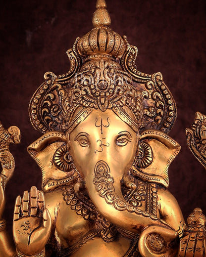 Exquisite Brass Ganesha Idol – Handcrafted 16 - Inch Statue - Budhshiv.com