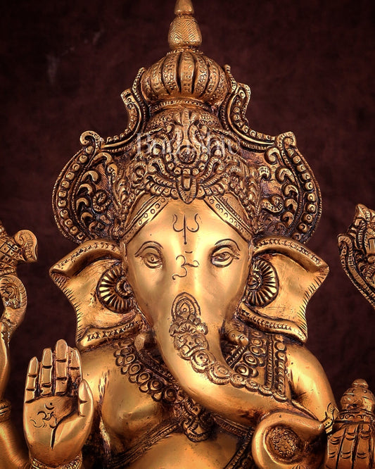 Exquisite Brass Ganesha Idol – Handcrafted 16 - Inch Statue - Budhshiv.com