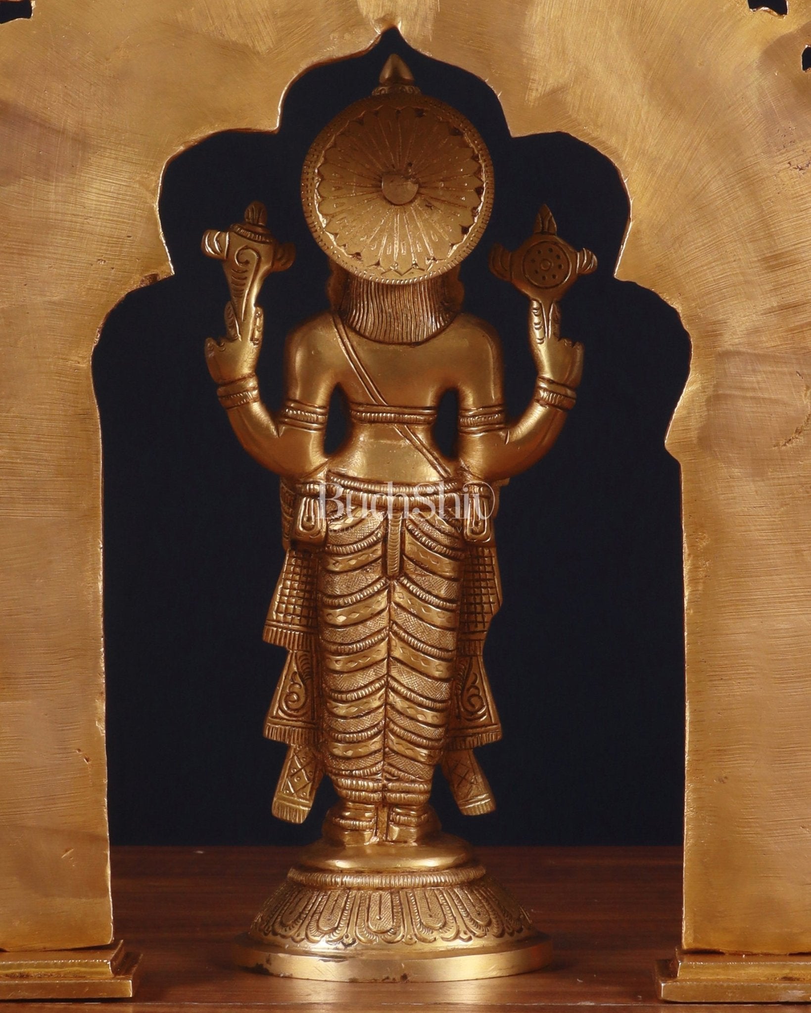 Exquisite Brass Prabhavali Arch Frame & Tirupati Balaji Idol Set 17" - Budhshiv.com