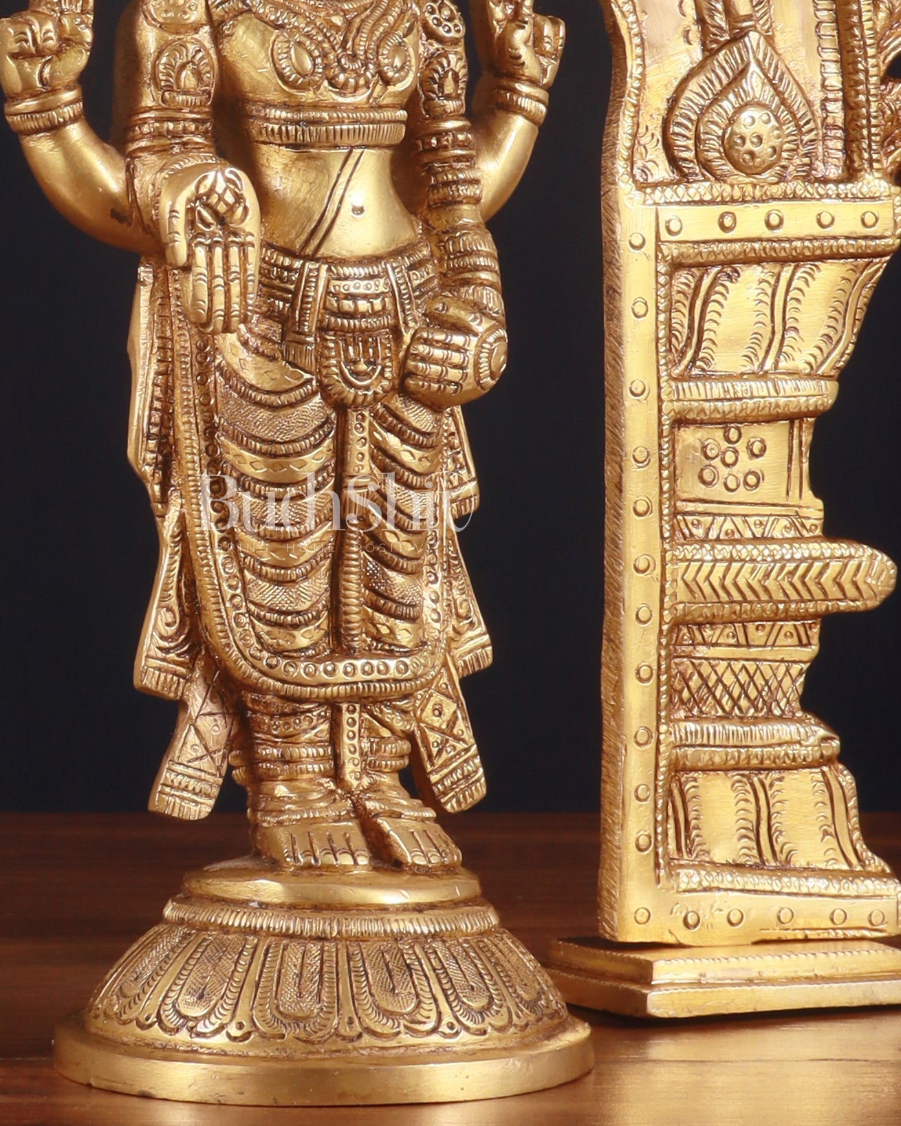 Exquisite Brass Prabhavali Arch Frame & Tirupati Balaji Idol Set 17" - Budhshiv.com