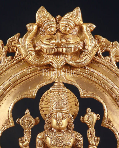 Exquisite Brass Prabhavali Arch Frame & Tirupati Balaji Idol Set 17" - Budhshiv.com