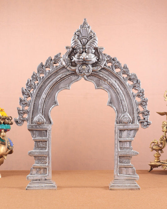 Exquisite Brass Standing Prabhavali Arch Frame 17 inch silver plated - Budhshiv.com