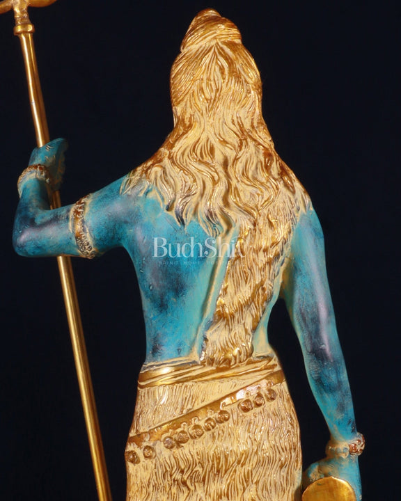 Exquisite Brass Standing Shiva Statue | 18" Height blue finish - Budhshiv.com